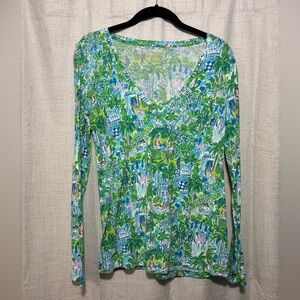Tropical Print Long Sleeve Top